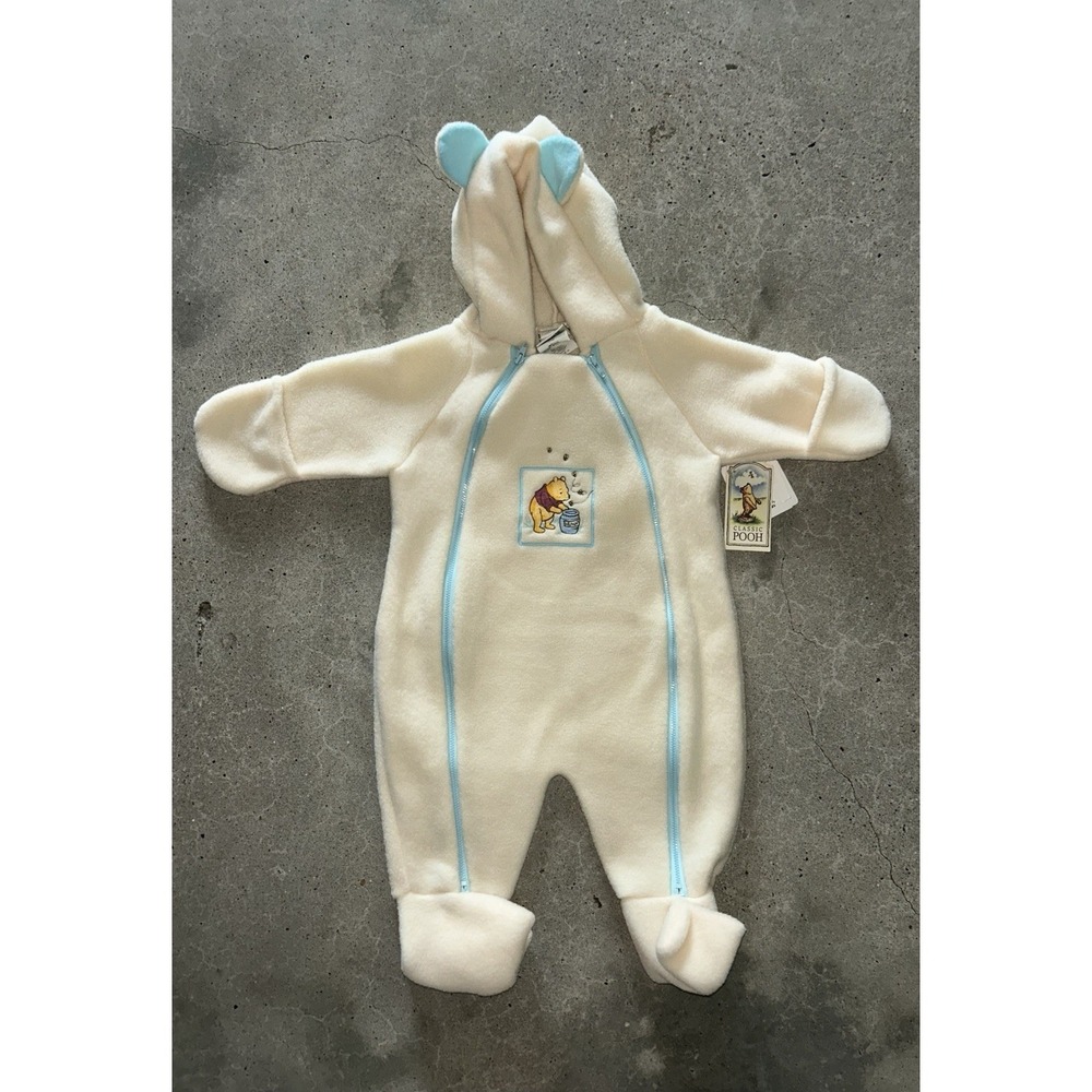 Vintage Winnie The Pooh Winter Fleece Bunting Coverall 6-12 Months‎ NWT